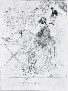Carl Larsson Ceramics Pen and ink drawing oil painting